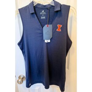 NWT Univeristy of Illinois Antigua Golf Sleeveless Polo Shirt Womens Size Medium